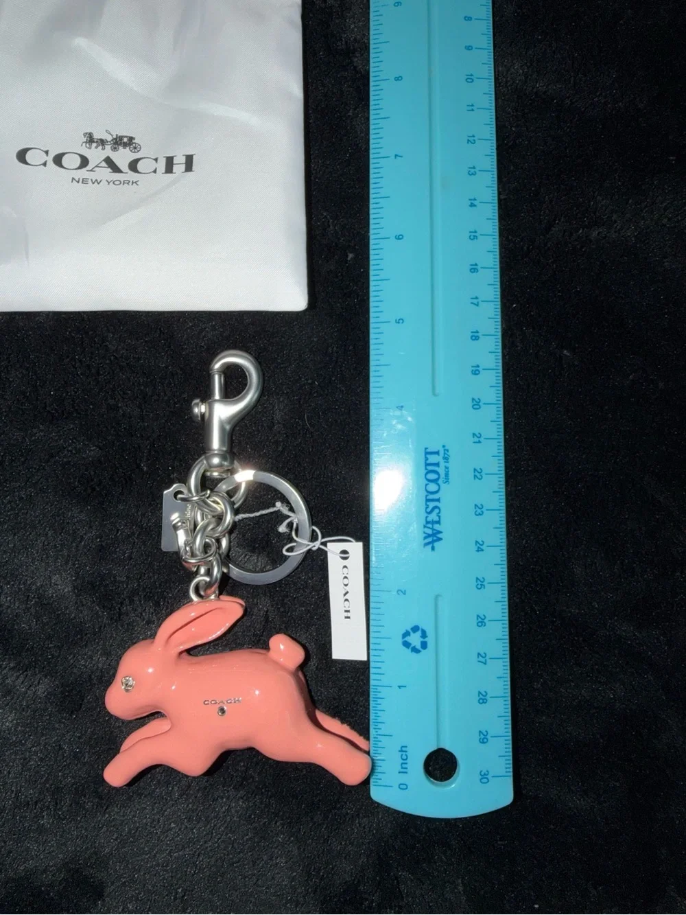 Coach Pink Bunny Keychain Charm NWT
